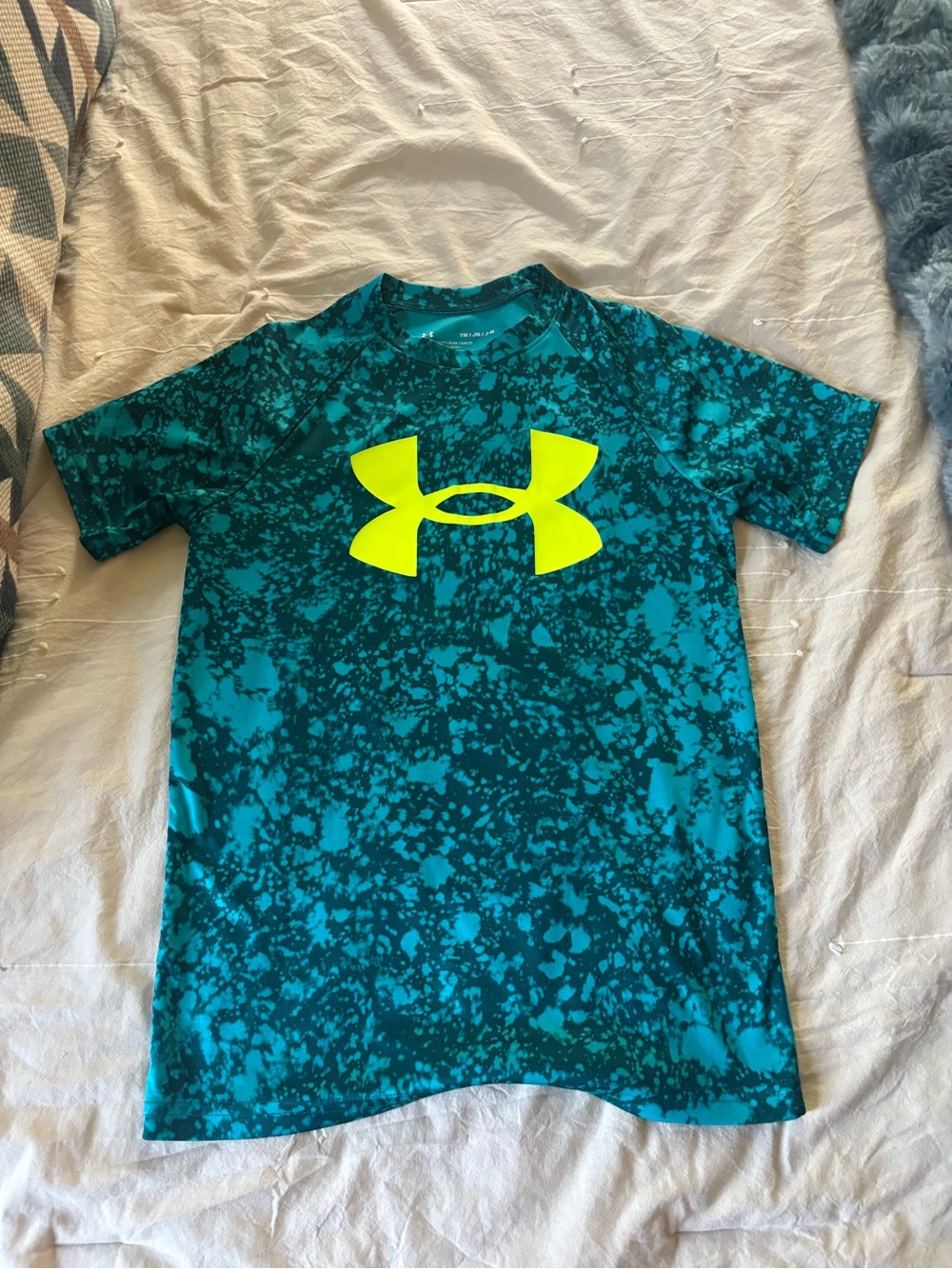 Under Armour Teal & Neon Yellow Graphic HeatGear Tee